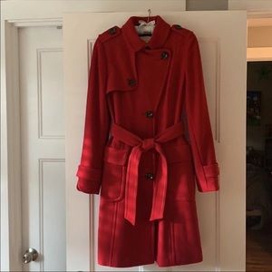 Red wool Trench Coat. Banana Republic. Size small